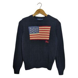 Polo Ralph Lauren Iconic American Flag Cotton Crewneck Sweater - S